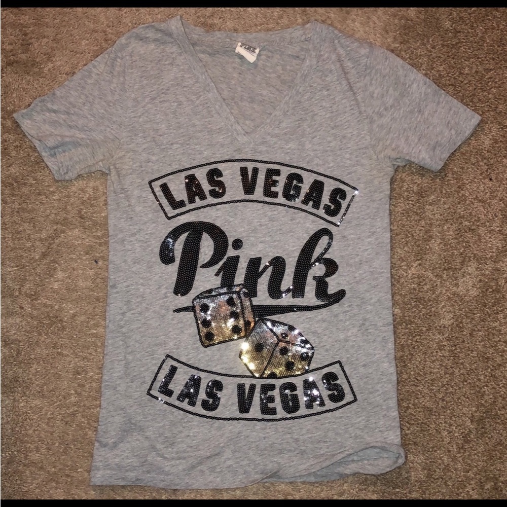 VS Pink Las Vegas bling v- neck shirt